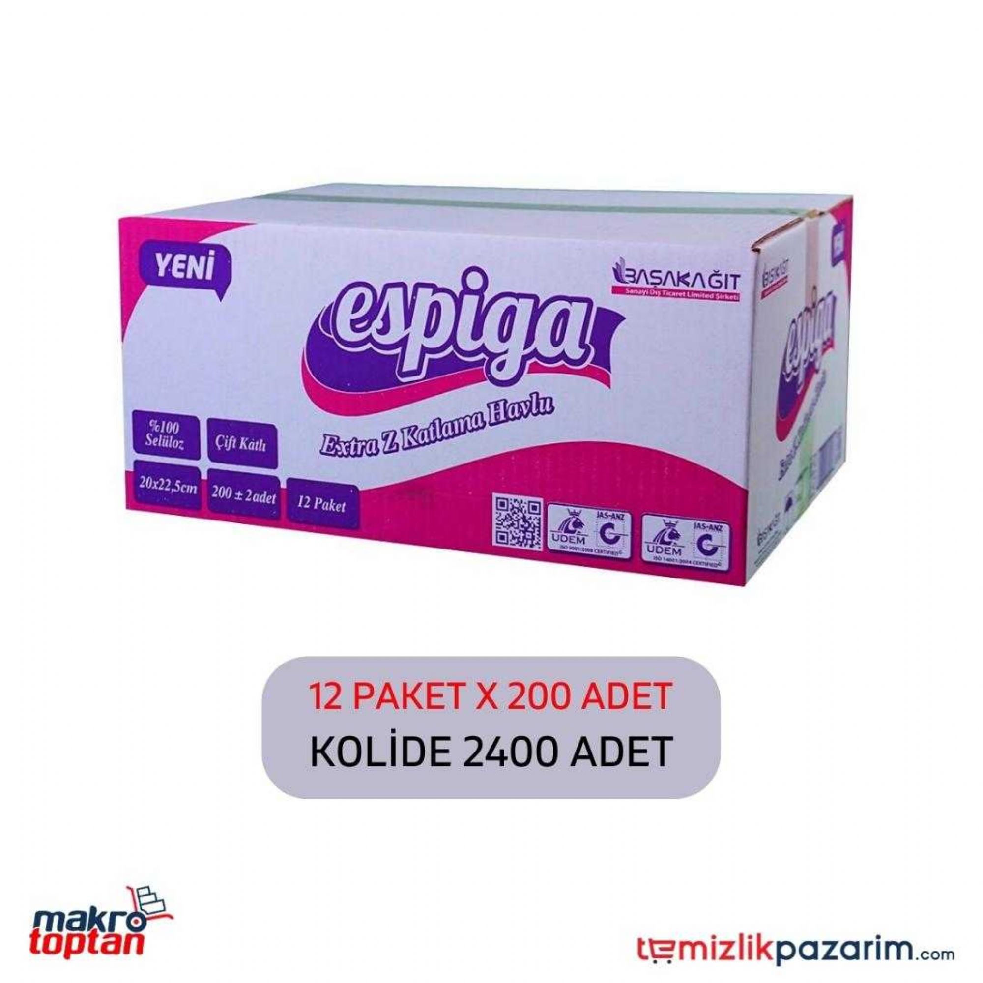 Espiga Extra Dispenser Z Havlu 12x200 LÜ Koli temizlikpazarim